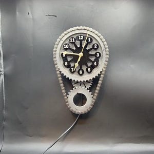 Engraved Chevy Big Block V8 Wall or Desk Clock: Rotating Timing Chain Gear, Personalized Custom Car Show Trophy, Camaro Nova Car Man Cave