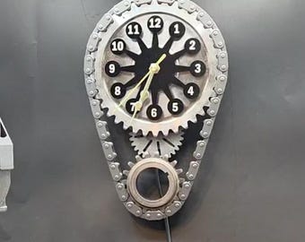 Custom Dodge 440 Engine Gear Wall Clock: Personalized Mopar Piston Trophy, Muscle Car Man Cave Decor, Charger V8 Engraved Steampunk Mechanic