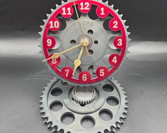 Pontiac Timing Gear Clock, GTO Firebird Automotive Desk Clock, Upcycled Car Part Decor, Mechanic Gift, Man Cave Garage Clock – 6x5 Inch