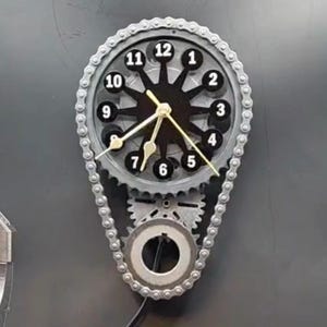 Personalized Chevy V8 Wall or Desk Clock: Rotating Gears, Piston Base, Custom Engraving, Camaro Nova Corvette Classic Muscle Car, Engraved