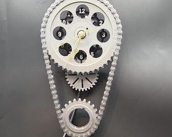 Engraved Rotating Dodge 360 Timing Chain Wall or Desk Clock: Mopar Muscle Car Decor, Challenger Charger V8 Classic Dodge Chrysler