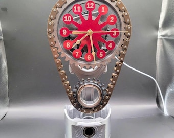 Dodge 440 Engine Gear Clock: Rotating Muscle Car Art, Car Show Trophy, Mopar 360 Charger Challenger V8 Classic Dodge Man Cave Garage Decor