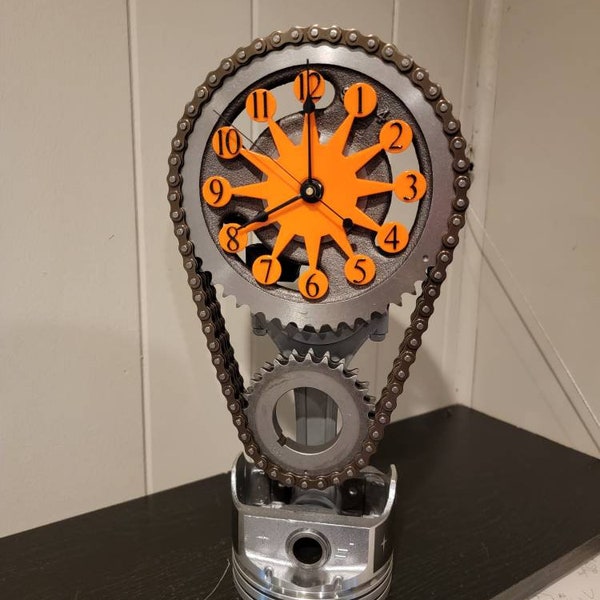 Motorized, Rotating Gear Clock, made with Chevy Big Block timing set