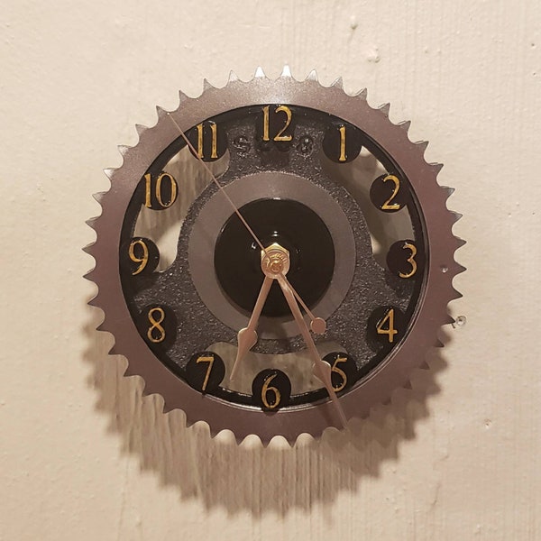 Silver black and gold, Chevy Cam Gear Wall Clock, steampunk art style