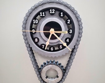 Vintage Chevrolet V8 Timing Gear Wall Clock: Steampunk Automotive Art, Camaro Nova Muscle Car Decor, Chevy 454 Small Block Engine Garage