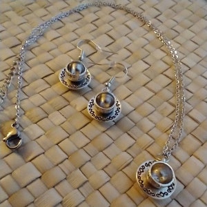 Cottagecore Miniature Teacups Jewelry Set: Stainless Steel Chain & Teacup Charms Earrings and Necklace Set Tea for Two Charms Jewelry image 7