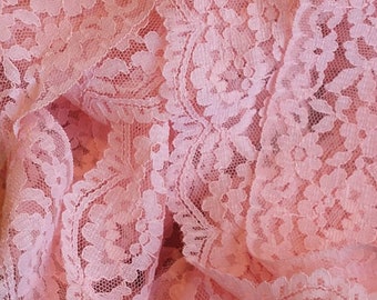 Pink Lace Trim, US Seller; Sold by the Meter, for Fashion, Hats, Costumes and Doll Clothes; Cottage Core Sunset Pink Lace for Crafting