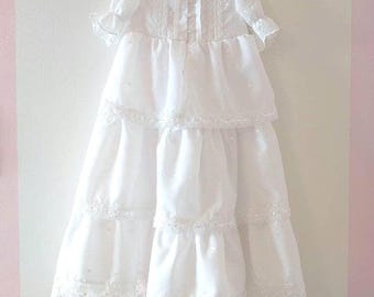 Baby Christening Dress; Fits up to 15 lbs. or 7 kilos; Cotton Infant Blessing Dress; White Cottage Core Style Embroidered Christening Gown