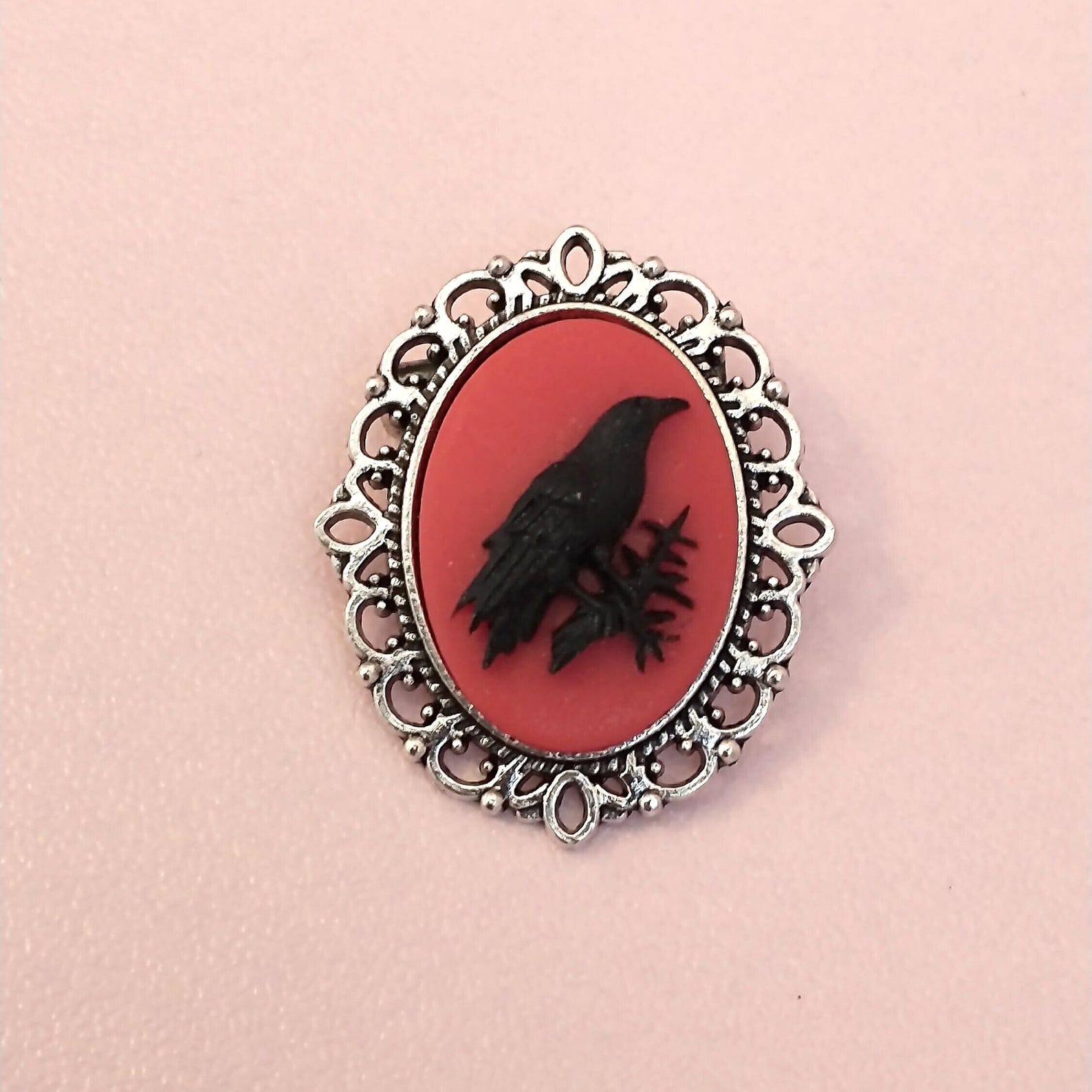 Whimsigoth Mini Broaches in Antique Silver Settings; Halloween Jewelry ...