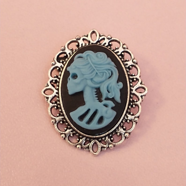 Whimsigoth Mini Broaches in Antique Silver Settings; Halloween Jewelry ...