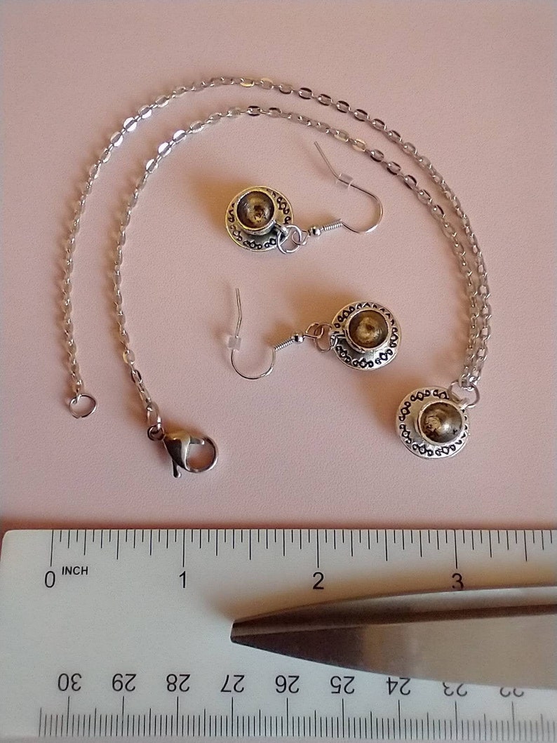 Cottagecore Miniature Teacups Jewelry Set: Stainless Steel Chain & Teacup Charms Earrings and Necklace Set Tea for Two Charms Jewelry image 6