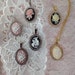 Cottagecore Cameo Pendant Necklaces in a Variety of Colors with Gold and Silver Rhinestone Settings; Cottage Chic Floral Cameo Choker 