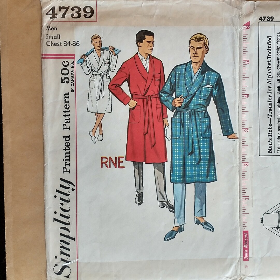 VINTAGE Men's Robe Pattern Simplicity 4739 Gently Used Pattern for Men