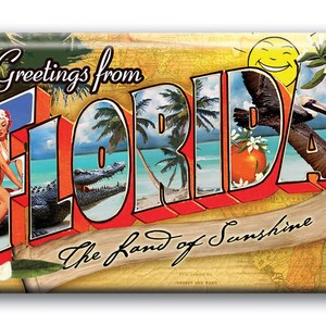 Florida vintage Postcard Magnet
