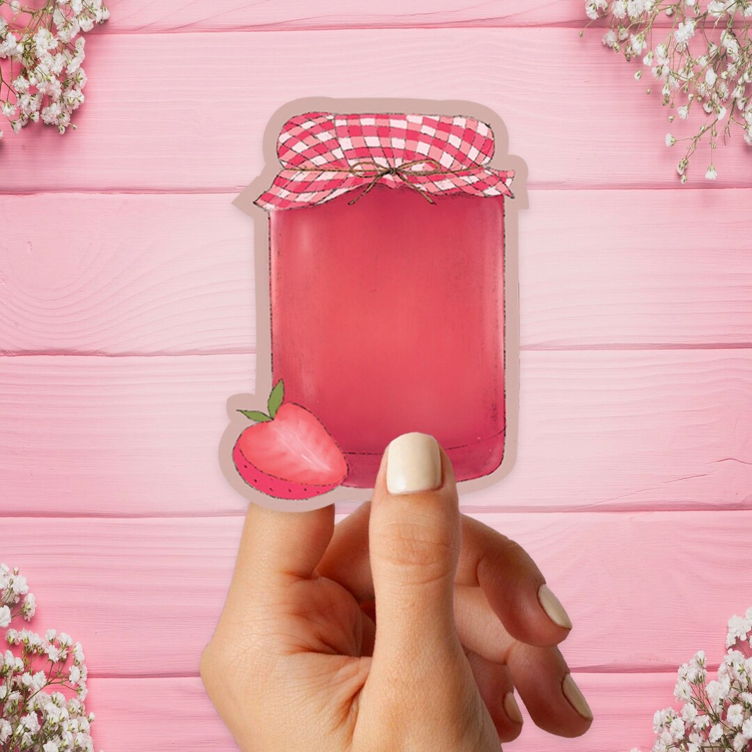 Strawberry Jam Sticker Kawaii Picnic Sticker Mason Jar Etsy
