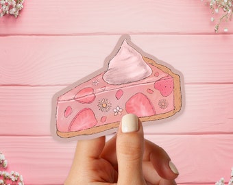 Strawberry Cake Slice Sticker, Kawaii Strawberry Dessert Sticker, Cute Strawberry Pie Sticker, Fruit Sticker