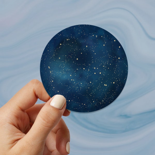 Night Sky Sticker, Starry Night Sticker, Constellations Sticker, Gold Stars Sticker, Round Sticker, Circle Sticker