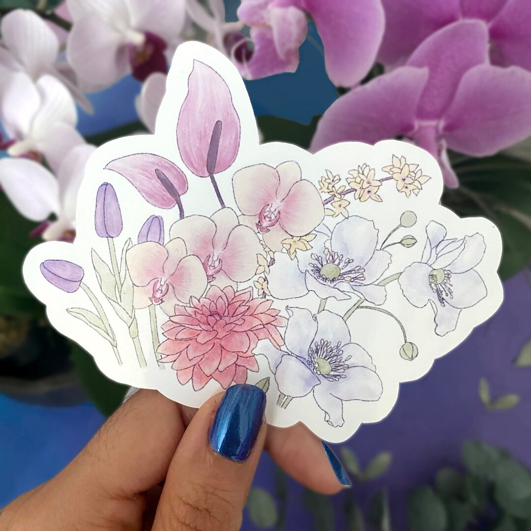 Flower Sticker, Tulips Stickers, Orchids Stickers, Autumn Flower ...