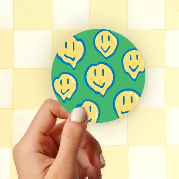 Melting Smiley Face Sticker Danish Pastel Sticker Trippy Etsy Australia