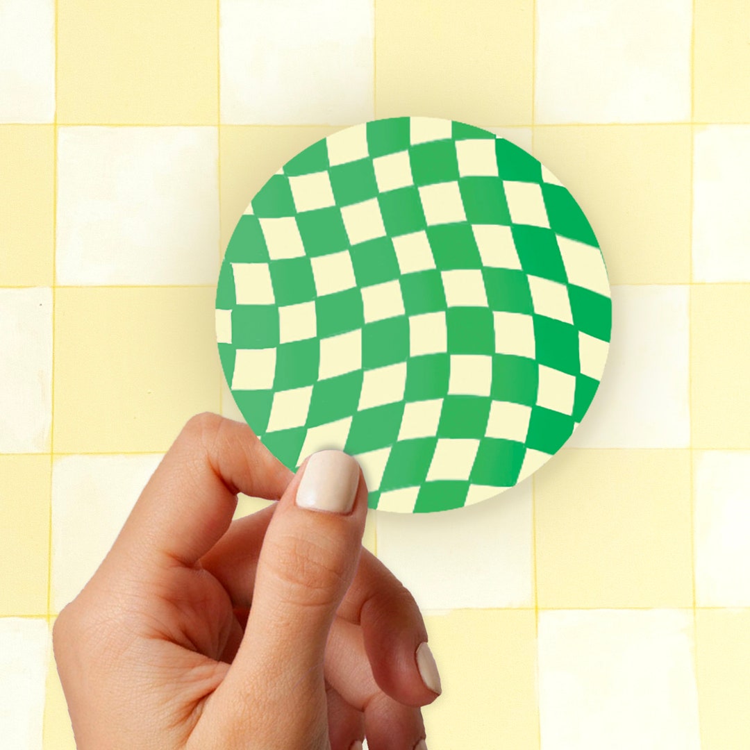Checkered Danish Pastel Sticker Trendy Green Pattern Sticker - Etsy