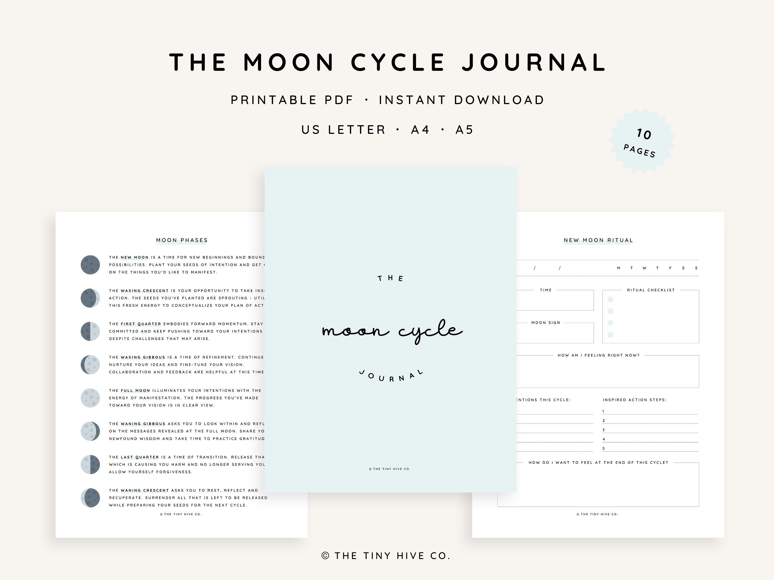 Moon Phase Journal Printable Lunar Cycle Planner Pages Etsy