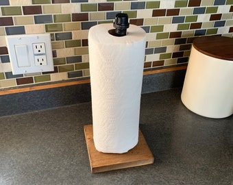 Rustic Wood Paper Towel Holder: Farmhouse Kitchen Decor