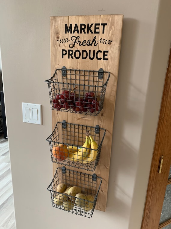 Fresh Produce Storage Wall Hang, Wooden Decor