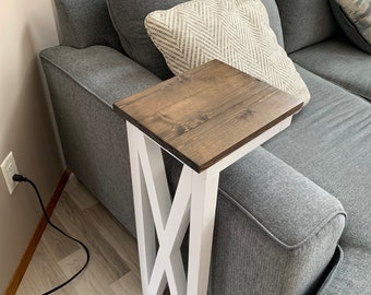 Sofa Couch Arm Table, Farmhouse Living Room Furniture