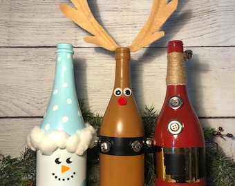 Santa Wine Bottles Etsy