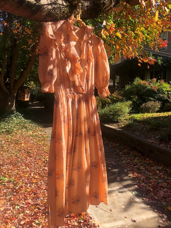 Peach Vintage Floral Summer Dress