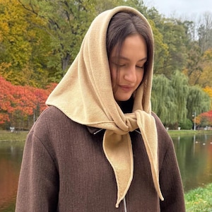 Babushka Knit Headscarf - Etsy