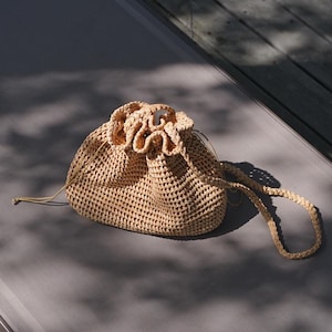 Raffia Clutch Wedding Bag, Crochet Bride Handbag, Mini Natural Straw Tan Bridesmaid Purse, Woven Beige Pouch, Summer Evening Party Clutch