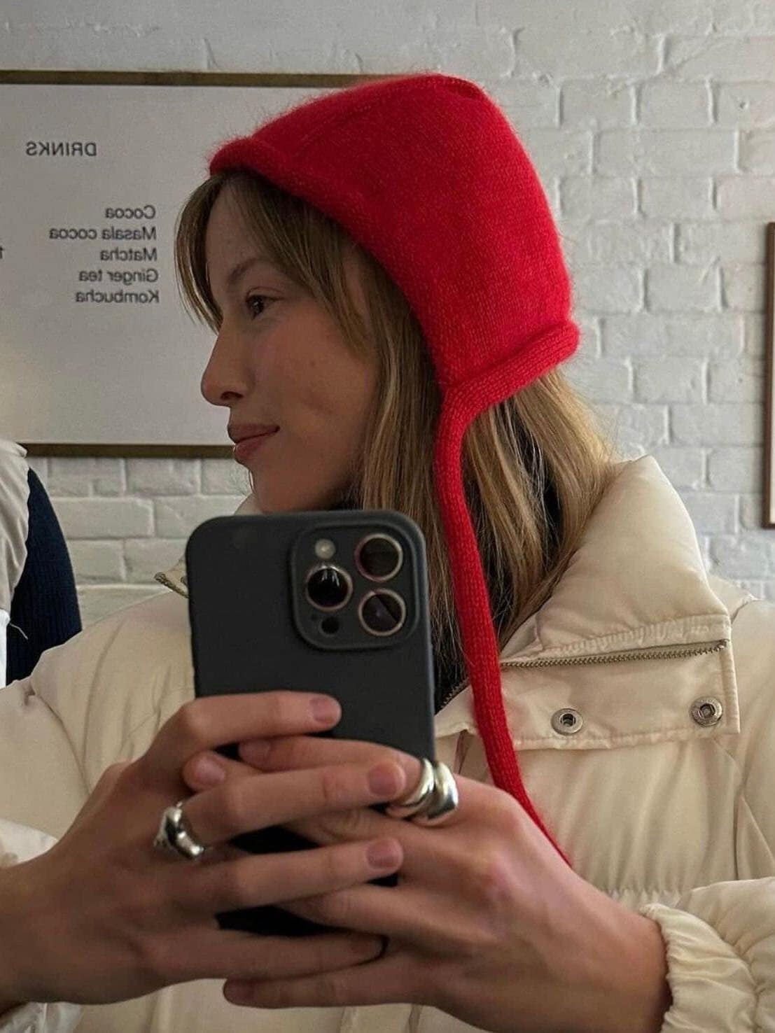 帽子 bonnet knit cap (red) Red Wool Bonnet - Etsy