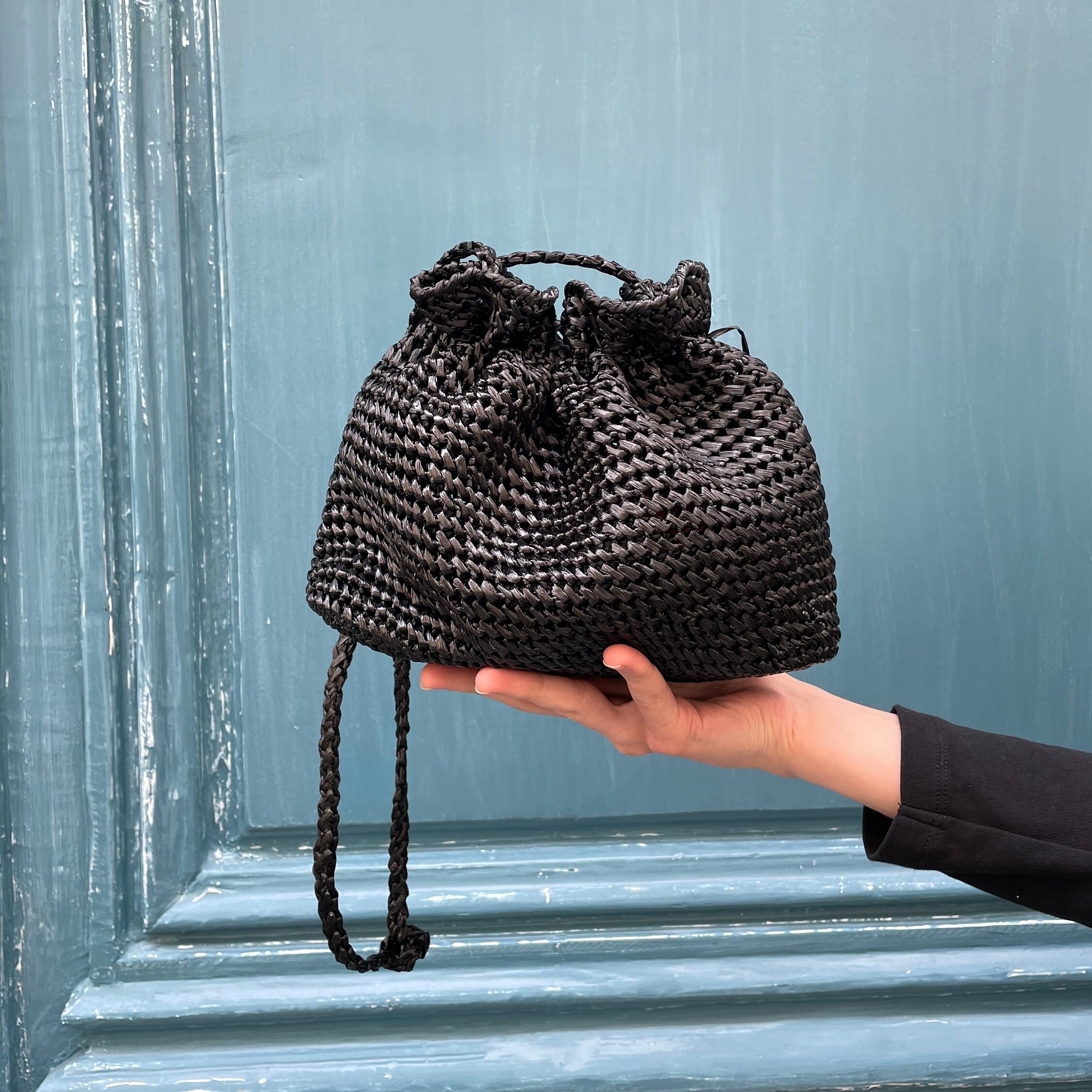 Shopper Bag River Island Pom Pom Bag Raffia River Island Black