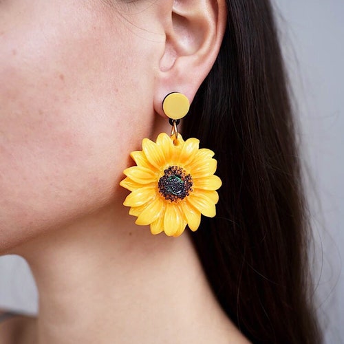 Sunflower Earrings Etsy