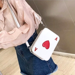 Ace Red Heart Shoulder white bag A initial