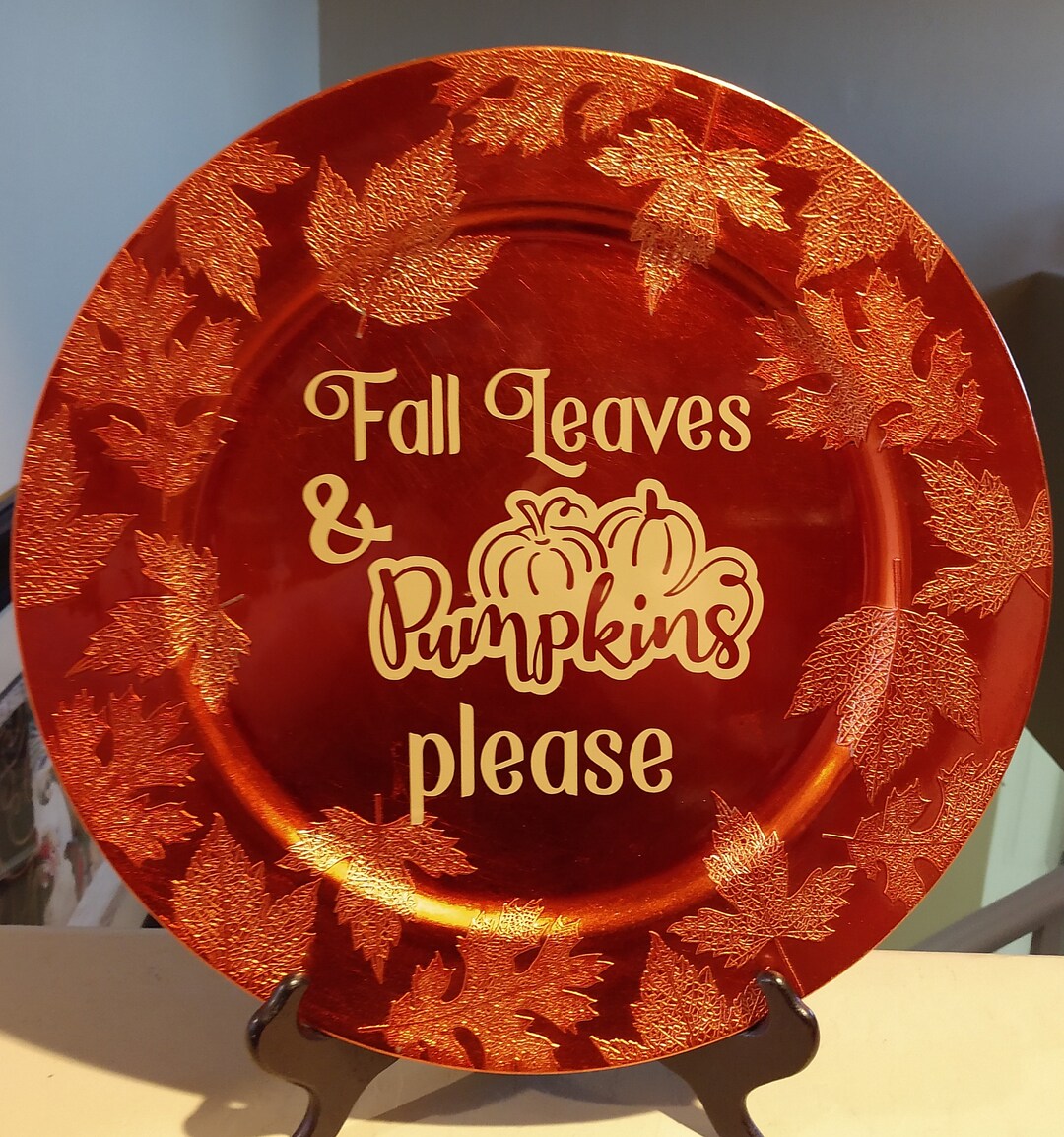 Fall Leaves and Pumpkins Please Plate, Fall, Plates, Leaves, Pumpkins