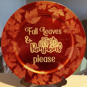 Fall Leaves and Pumpkins Plate: Embossed Autumn Decor