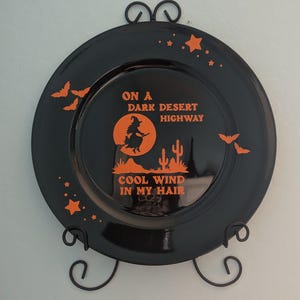 Halloween Witch Plate: Black Acrylic Decor (13x13)
