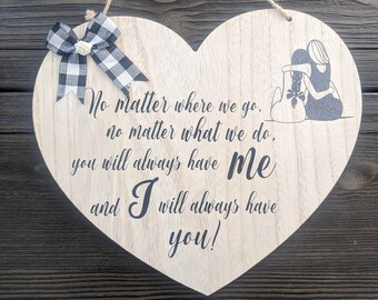BFF Gift: Wooden Heart Sign with Buffalo Plaid Bow