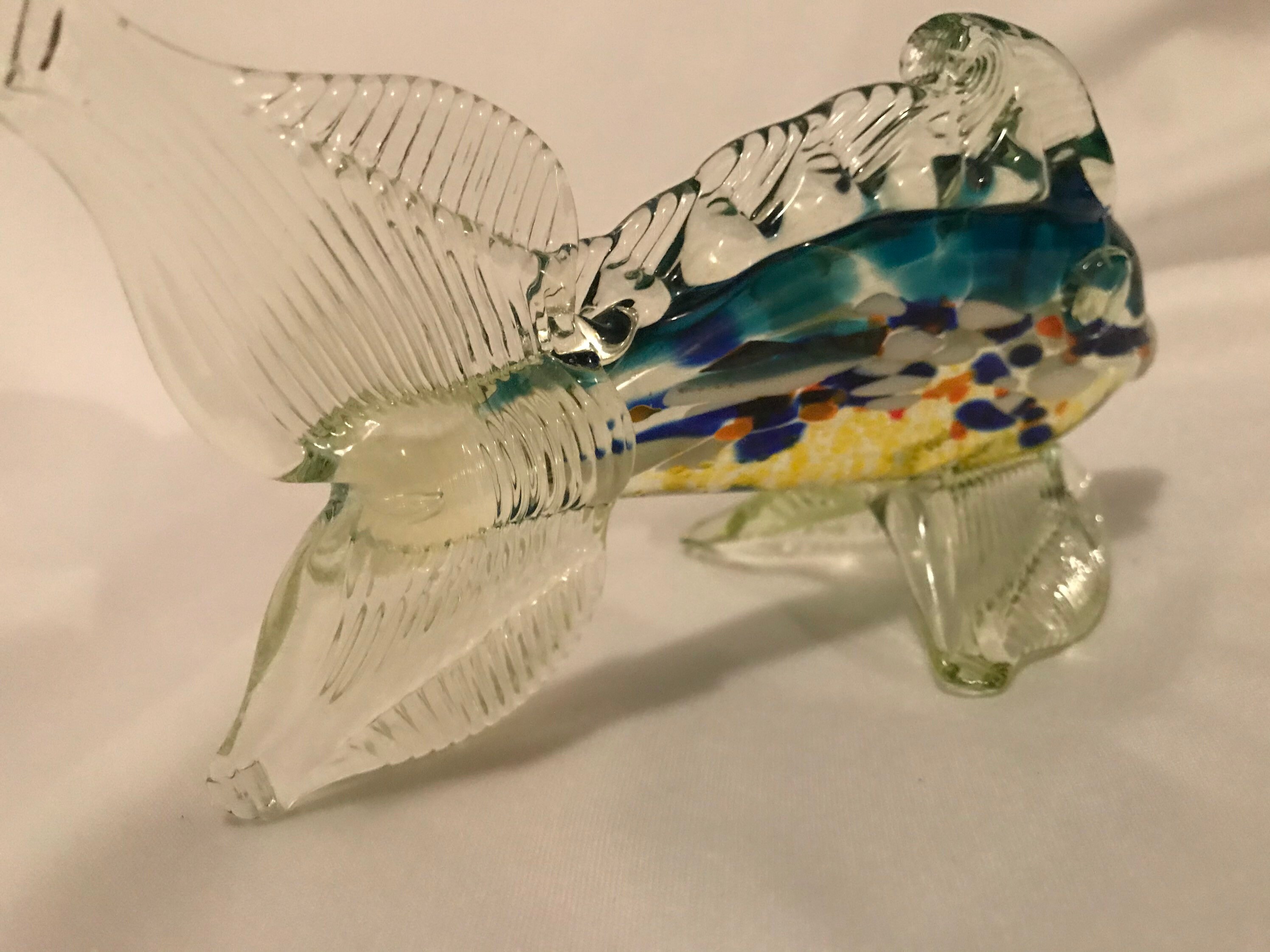 Uranium Glass Mini Fish Tangerine White and Blue Etsy