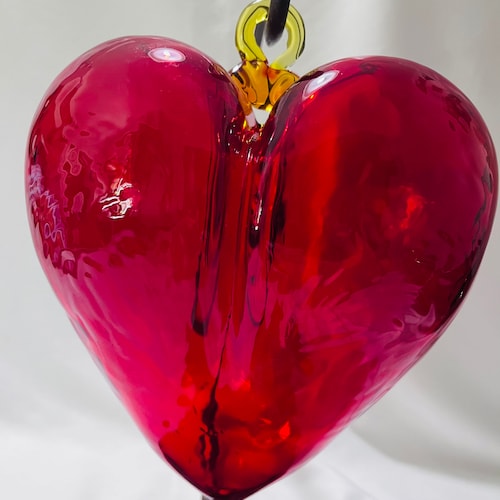 Suncatcher Glass Heart Hand Blown Glass Heart J11 Ruby Red - Etsy