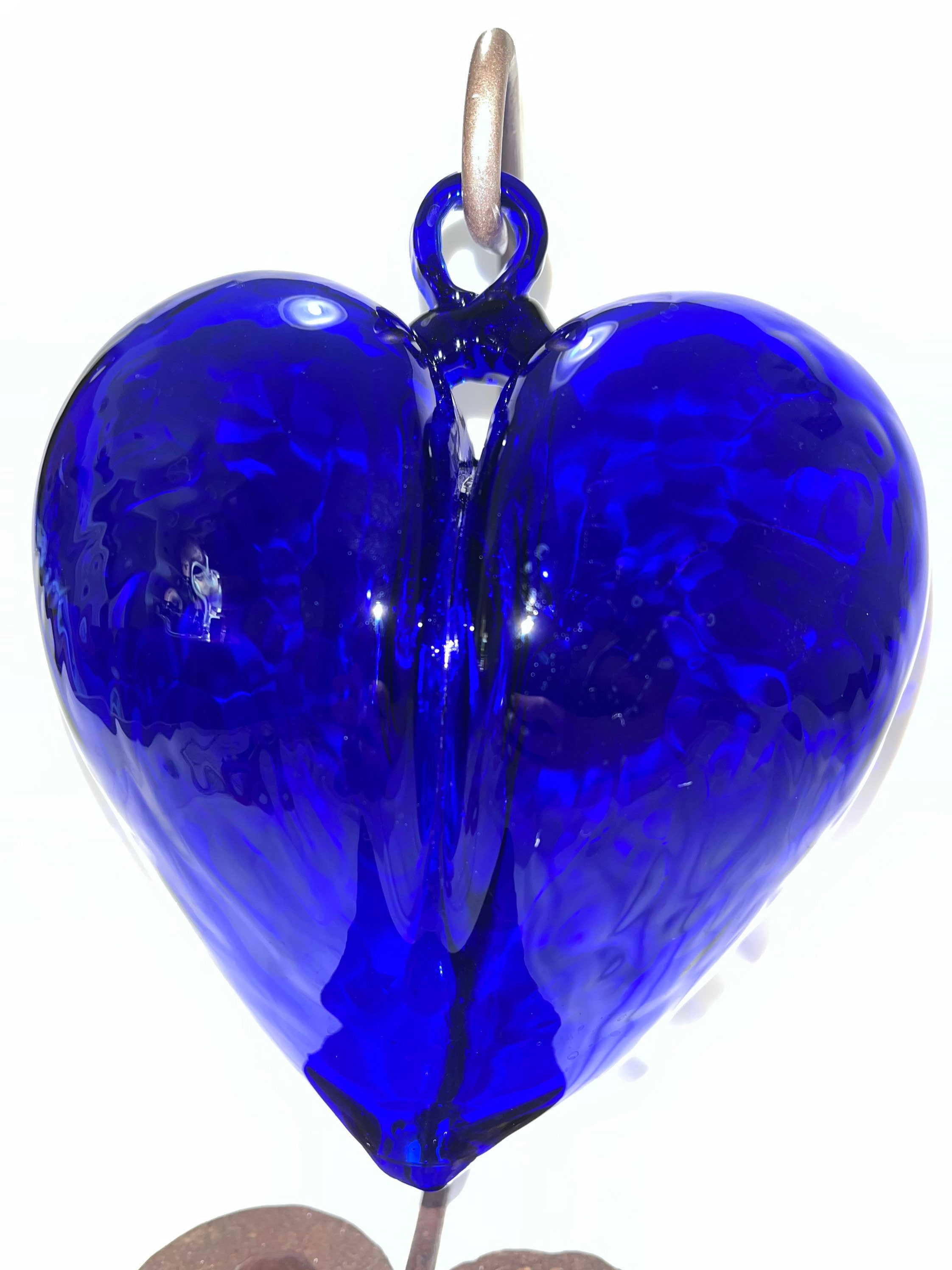 Hand Blown Glass Heart cobalt Etsy