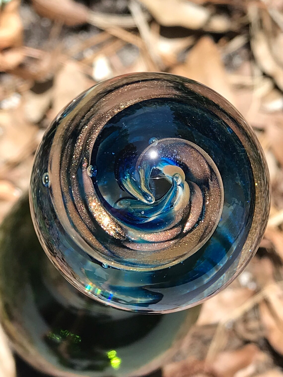 Hand Blown Glass Wine Bottle Stoppers Sparkle Copper/ Cobalt Etsy