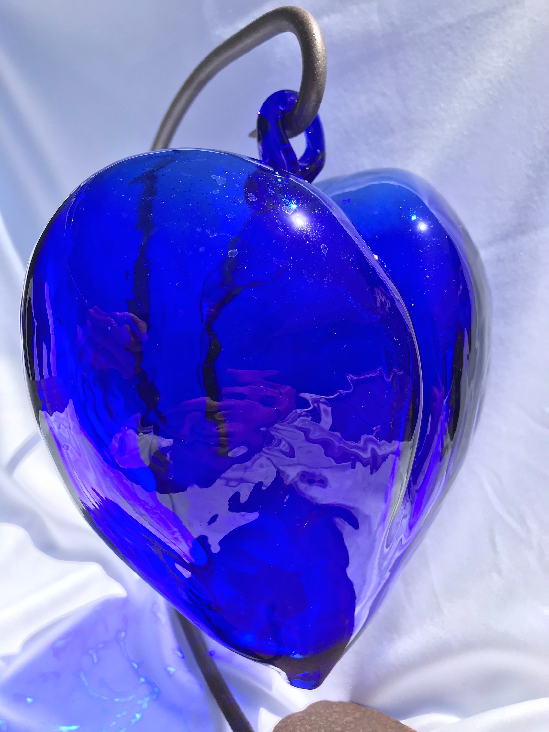 Hand Blown Glass Heart cobalt Etsy