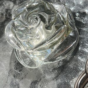 Rainbow LED light base with hand blown glass clear rose