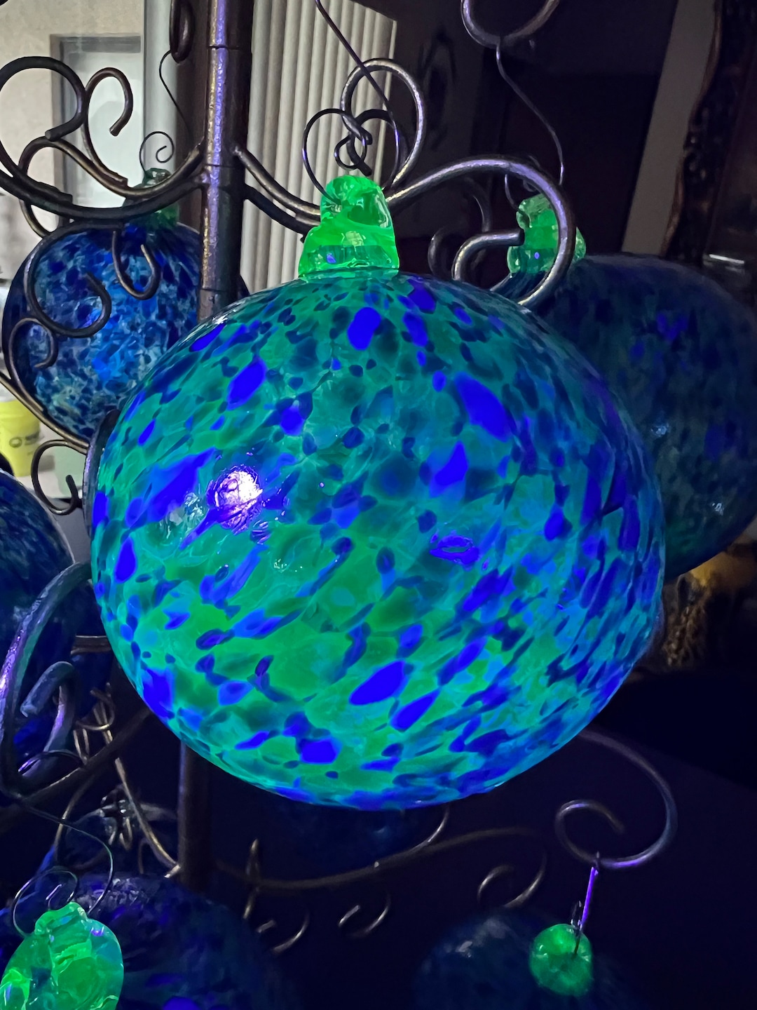 Hand Blown Uranium Glass Ornaments Blue Etsy