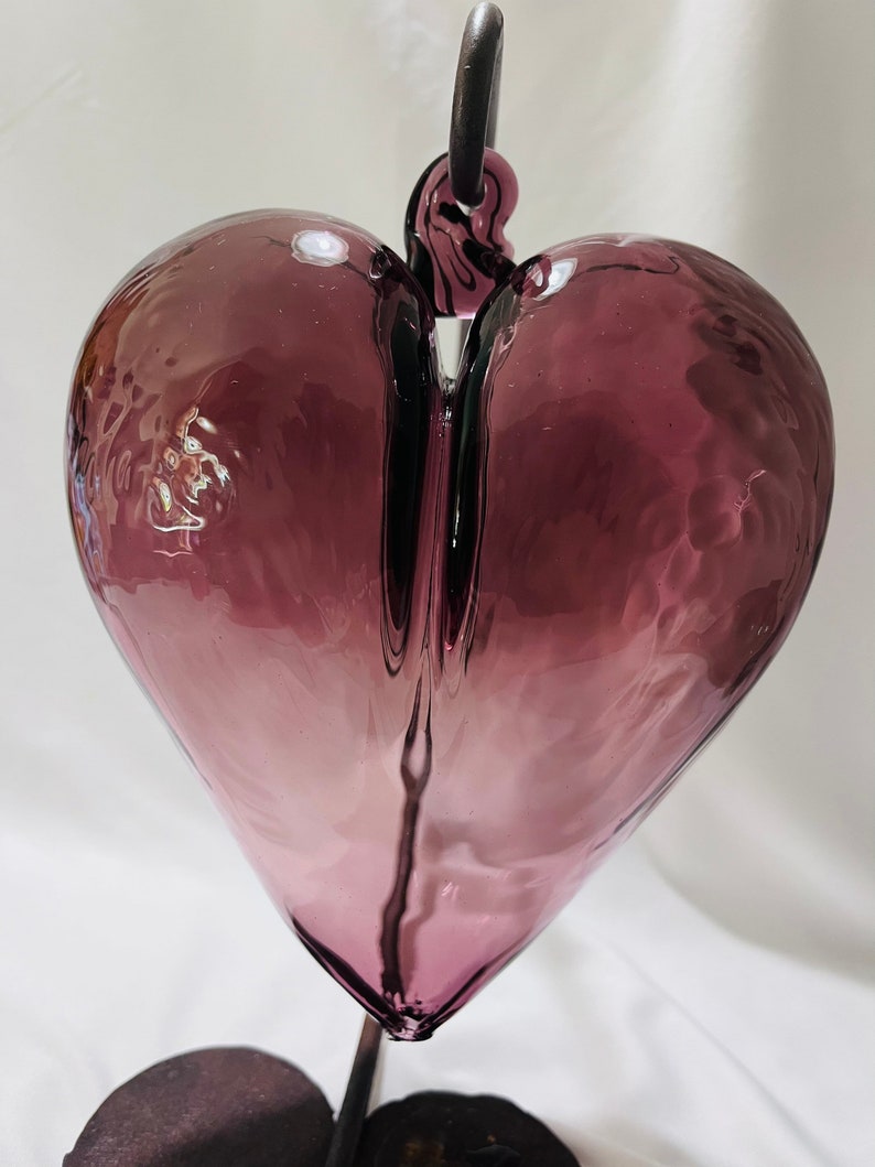 Hand Blown Glass Hearts dark Purple Etsy