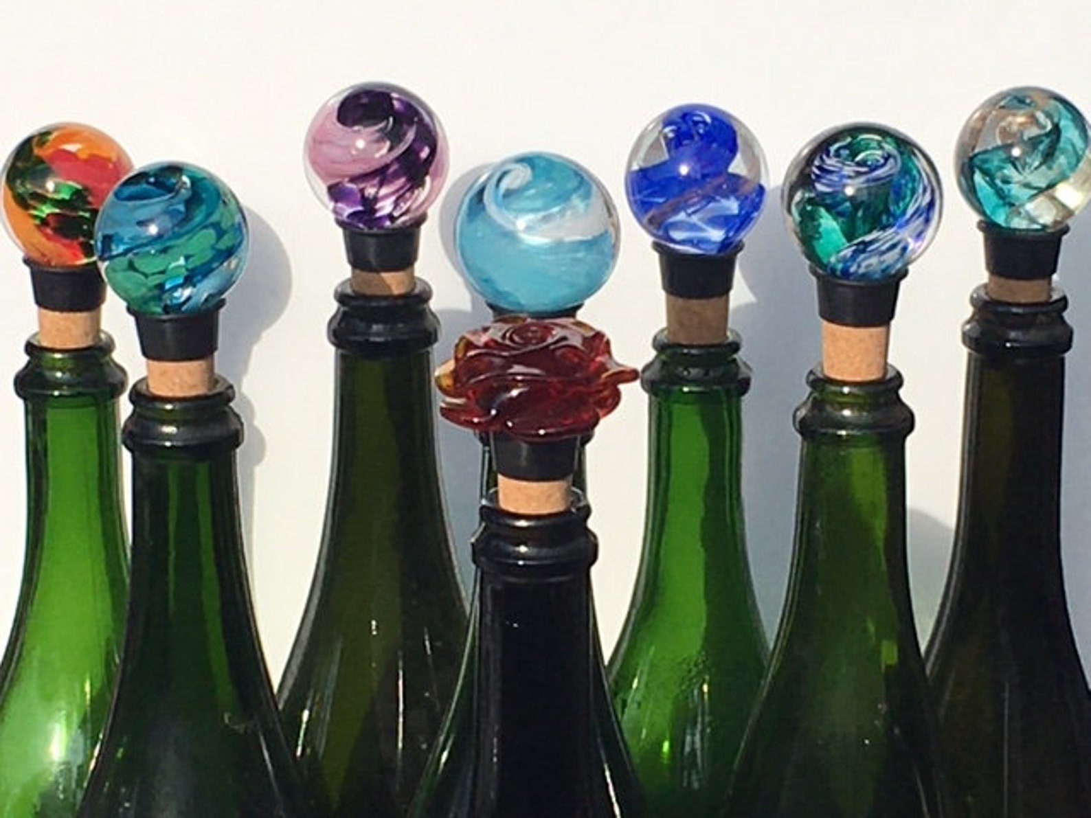 Hand Blown Glass Wine Stopper Burgundy & Gold Etsy