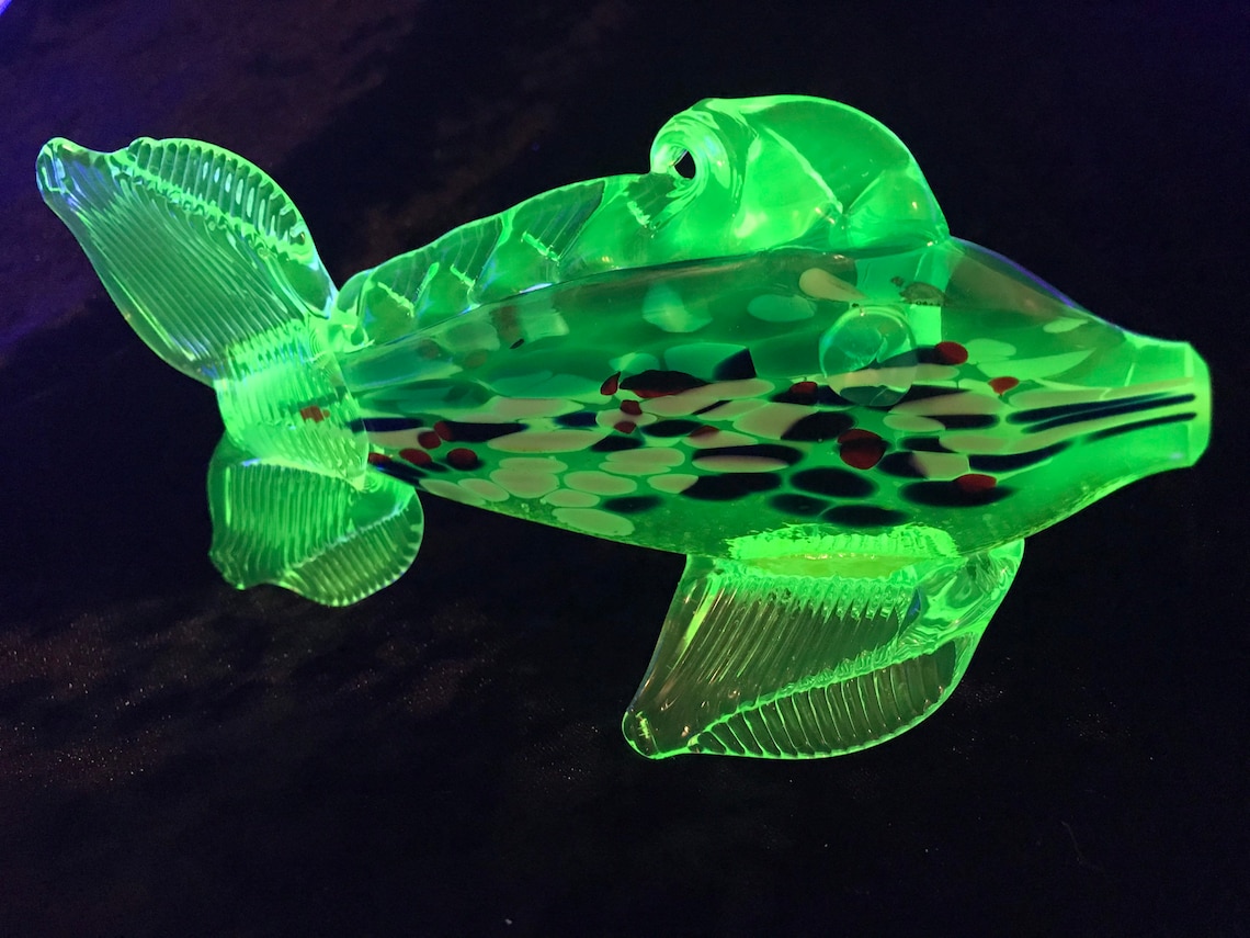 Uranium Glass Mini Fish Figurine Red White & Blue's Etsy